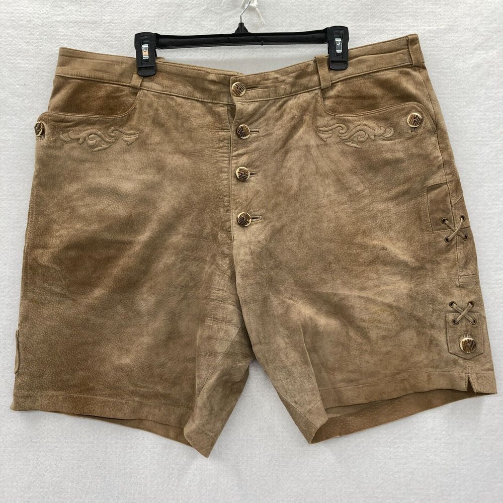 Vintage Alphorn Leather Shorts Women's 58 Brown Western Cowgirl Button Fly Lined